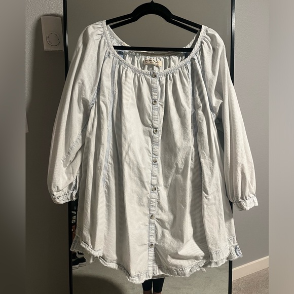 Free People | Dresses | Free People Dress Size Small Blue And White Striped  Linen | Poshmark